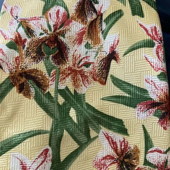 Vintage Floral Print Sopan Silk Tie Handmade Yellow Bird Of Paradise - Picture 4 of 7
